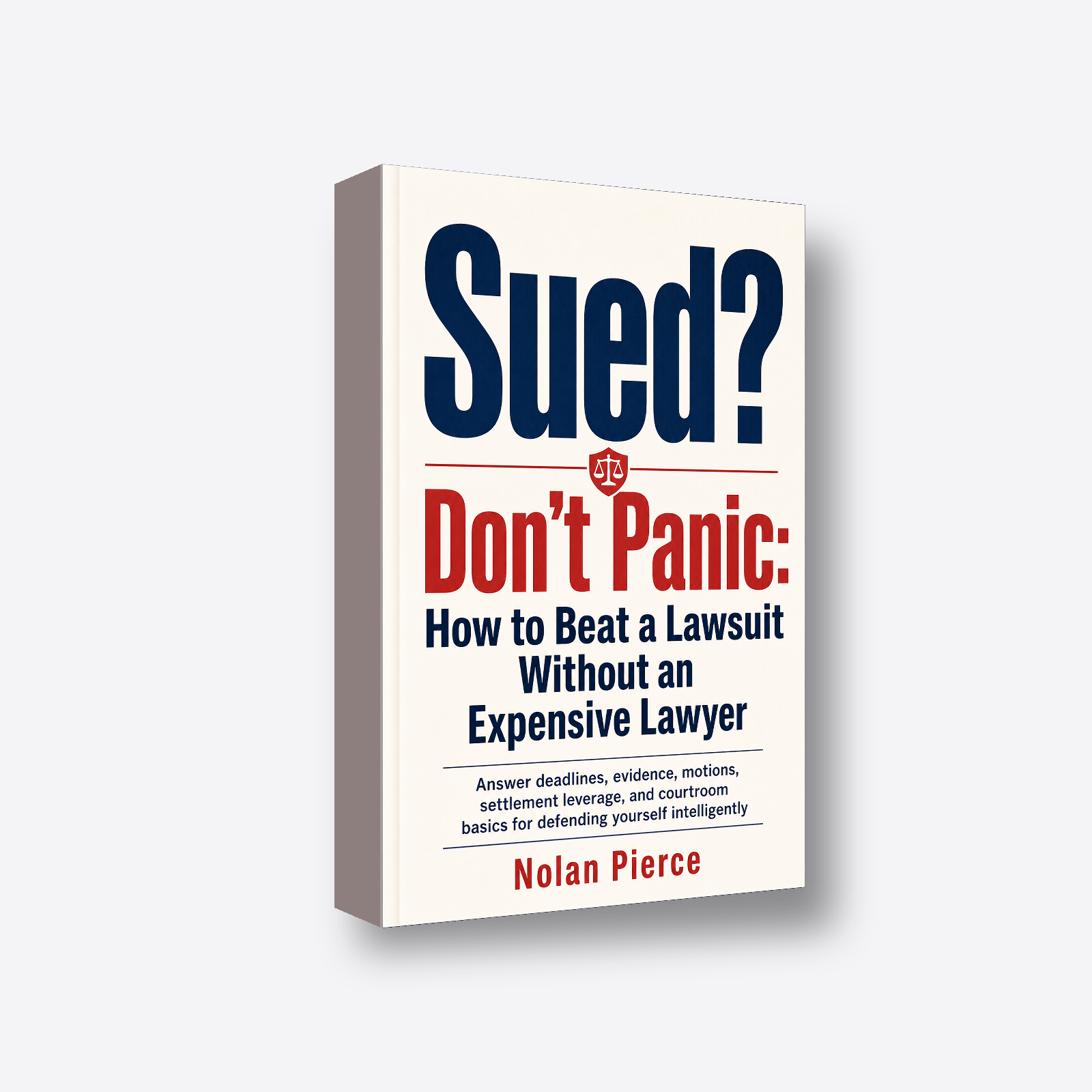 Sued? Don't Panic: How to Beat a Lawsuit Without an Expensive Lawyer 3D book render